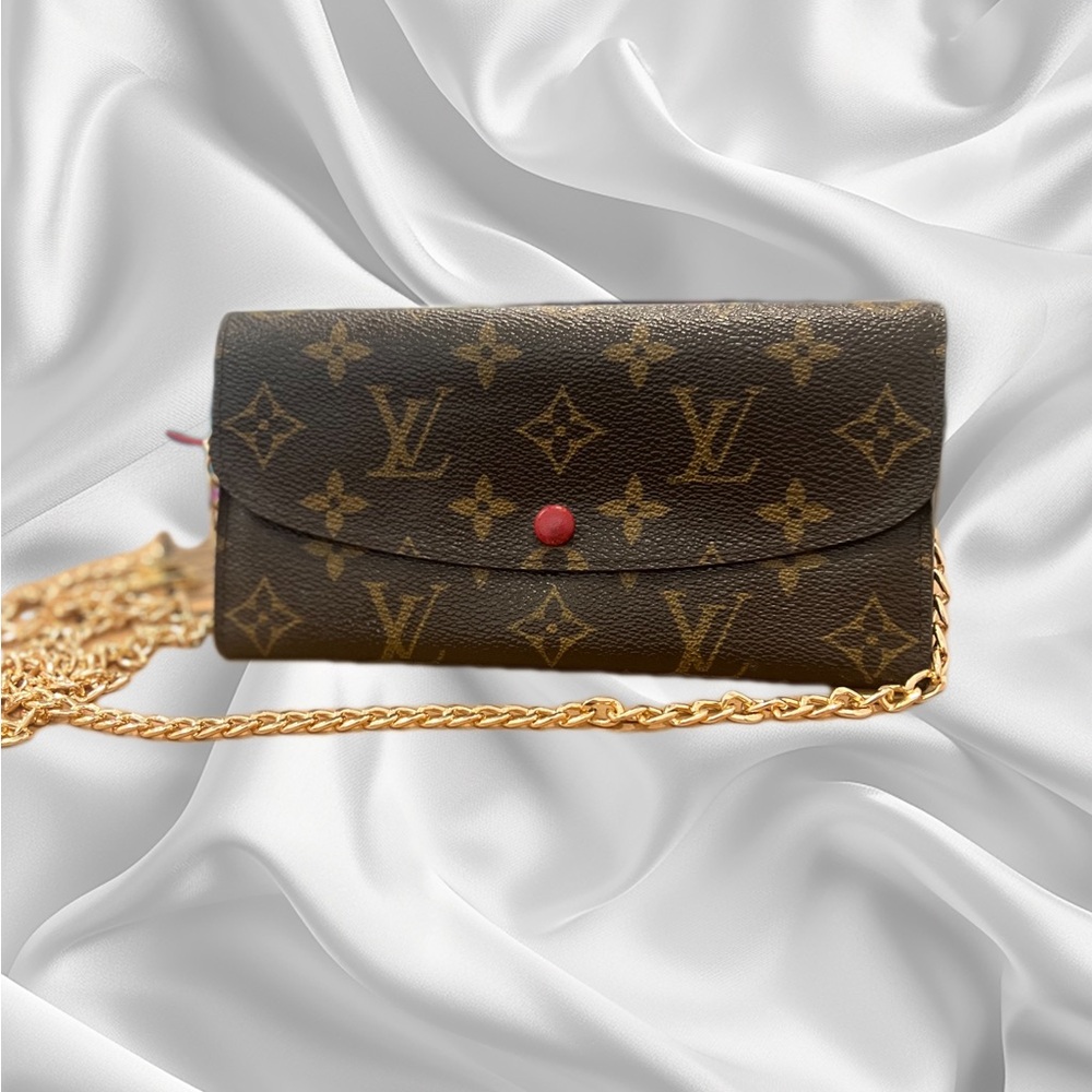 Louis Vuitton Brown and Red Emilie wallet